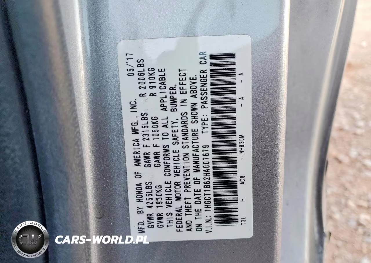 2017 Honda Accord Exl VIN:1HGCT1B82HA007679 - 12