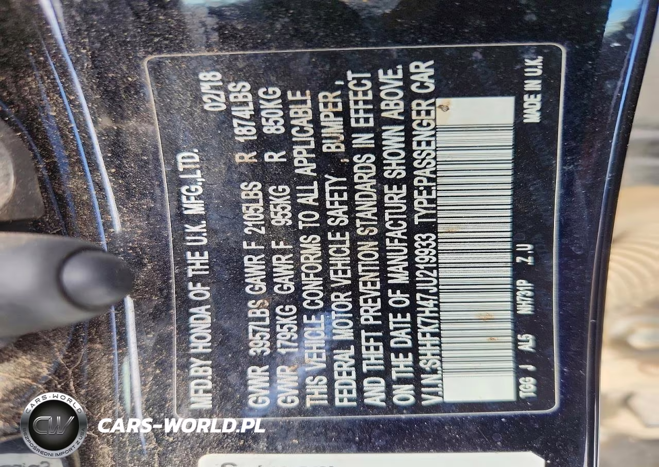 2018 Honda Civic Sport VIN:SHHFK7H47JU219933 - 13