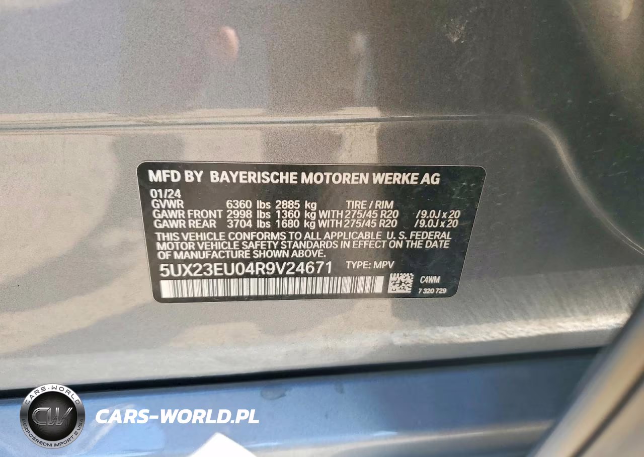 2024 BMW X5 xDrive40I VIN:5UX23EU04R9V24671 - 13