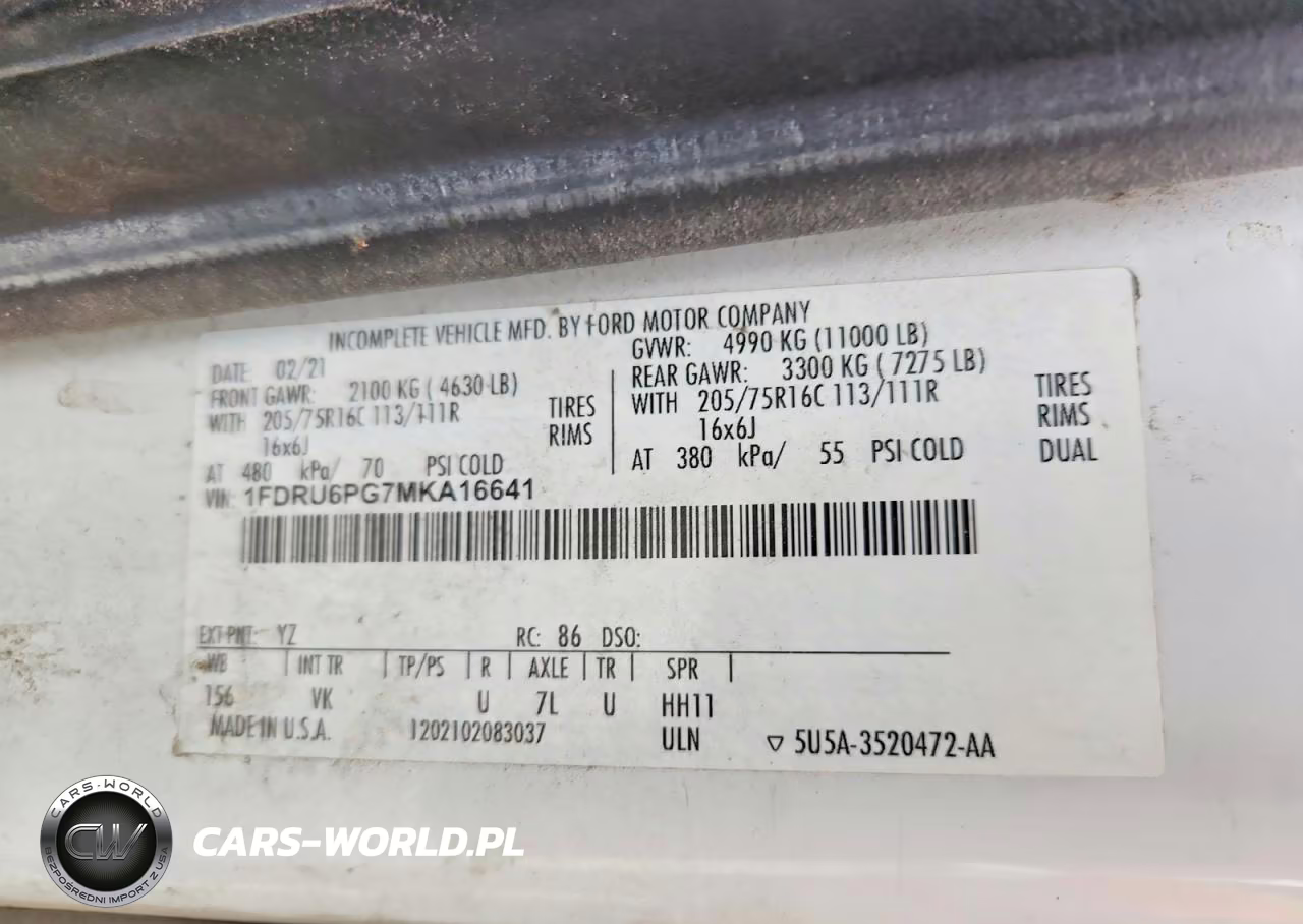 2021 Ford Transit Delivery Truck VIN:1FDRU6PG7MKA16641 - 13