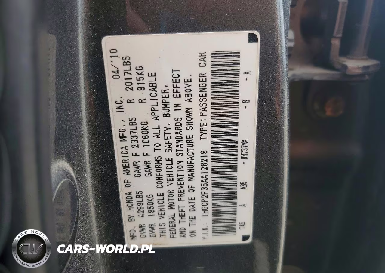 2010 Honda Accord Lx VIN:1HGCP2F35AA128219 - 12