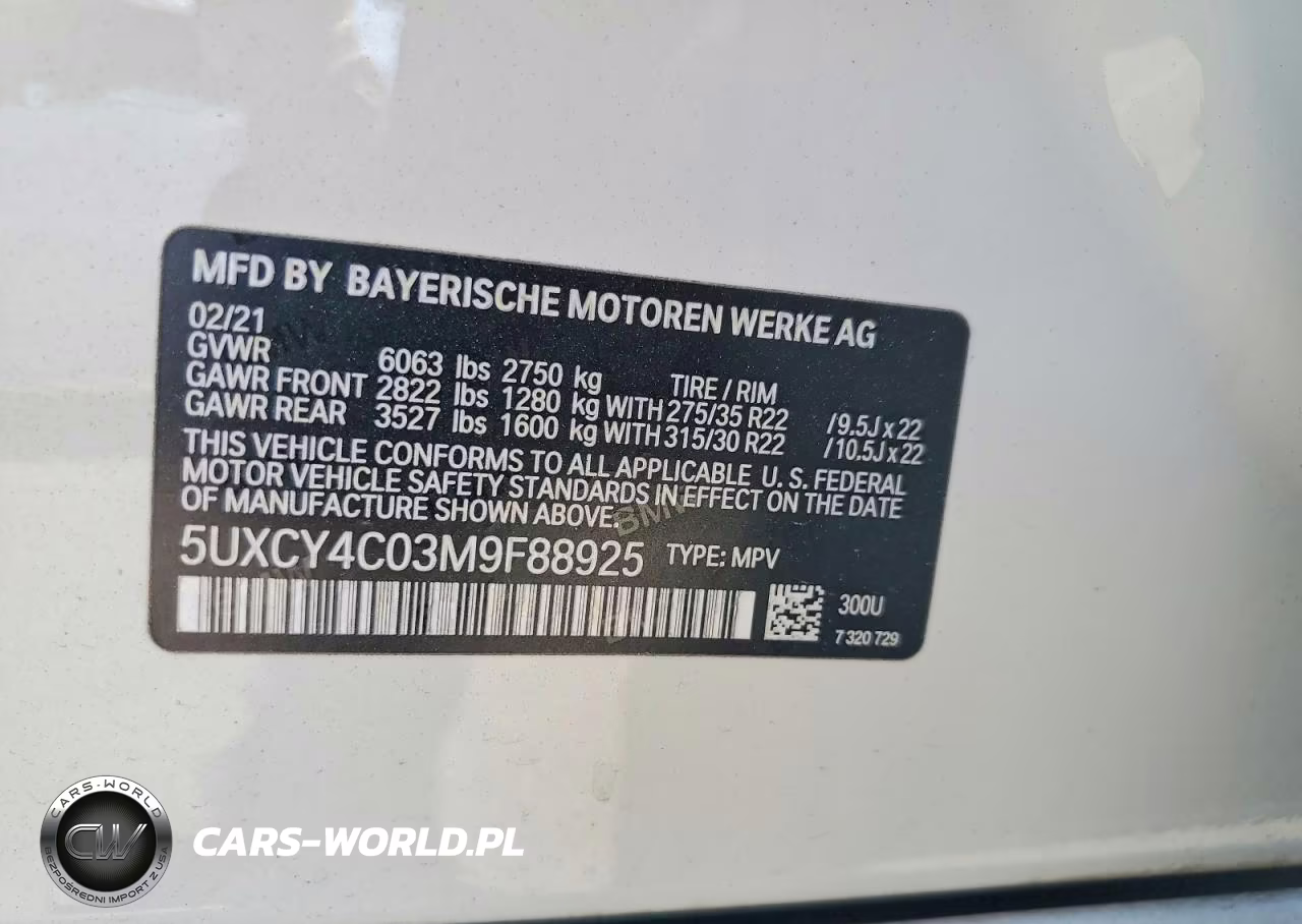 2021 BMW X6 Sdrive 40I VIN:5UXCY4C03M9F88925 - 13