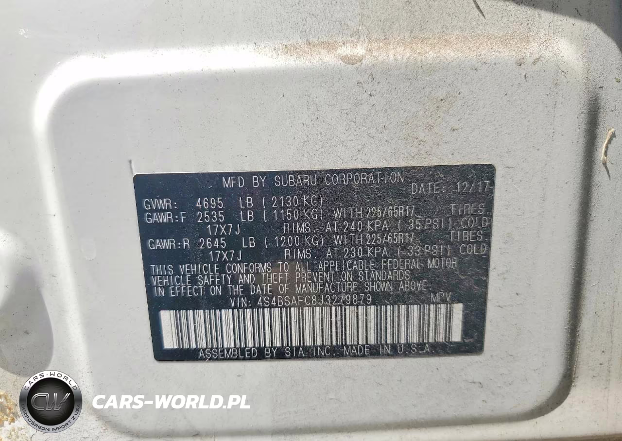 2018 Subaru Outback 2.5I Premium VIN:4S4BSAFC8J3279879 - 14