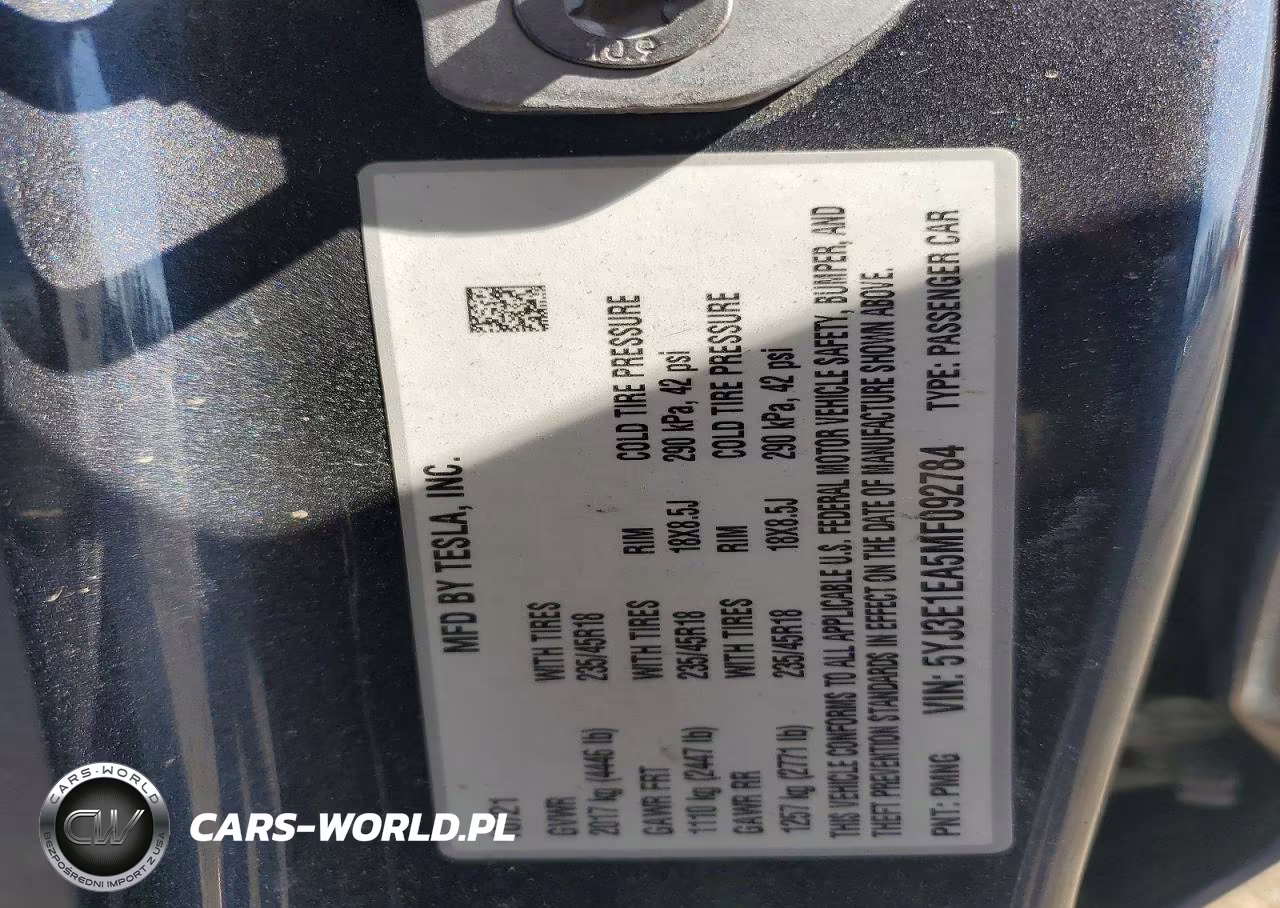 2021 Tesla Model 3 VIN:5YJ3E1EA5MF092784 - 12