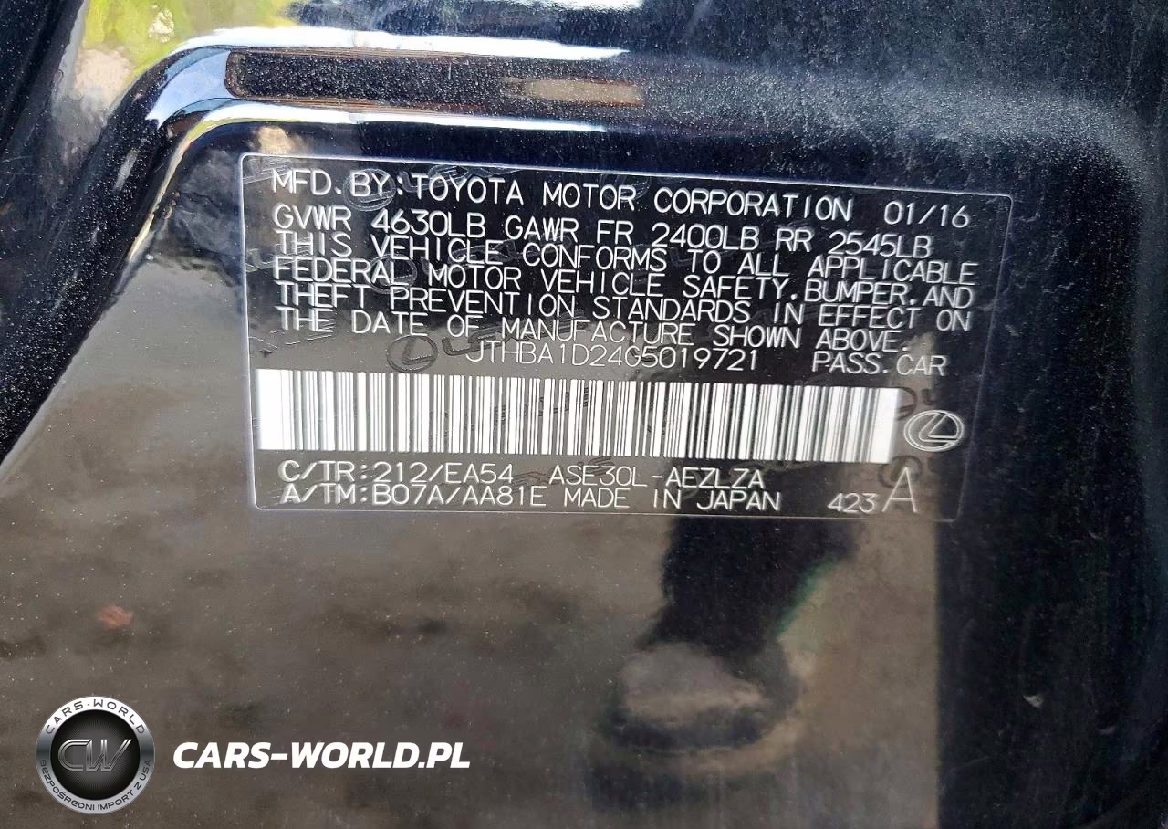 2016 Lexus Is 200T VIN:JTHBA1D24G5019721 - 12