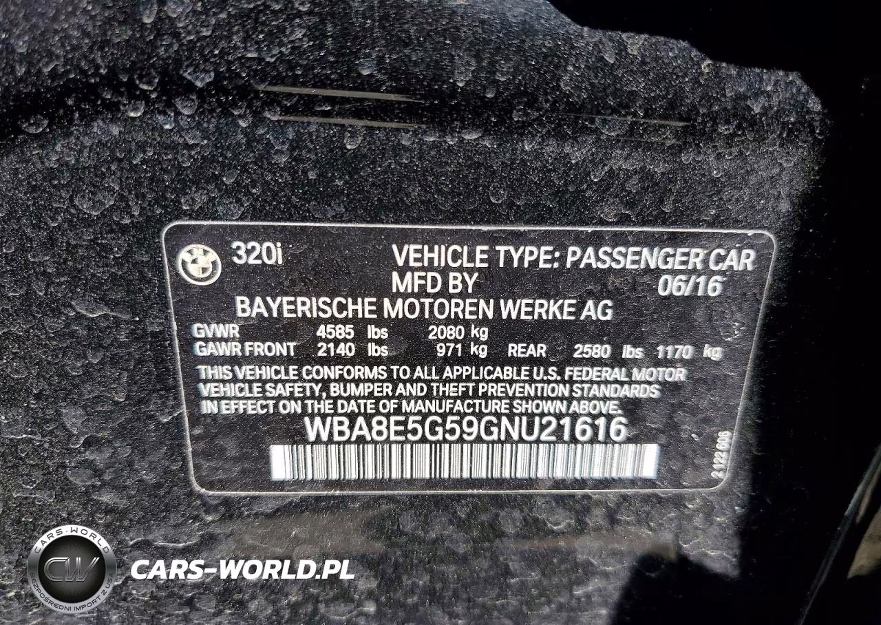 2016 BMW 320 Xi VIN:WBA8E5G59GNU21616 - 12