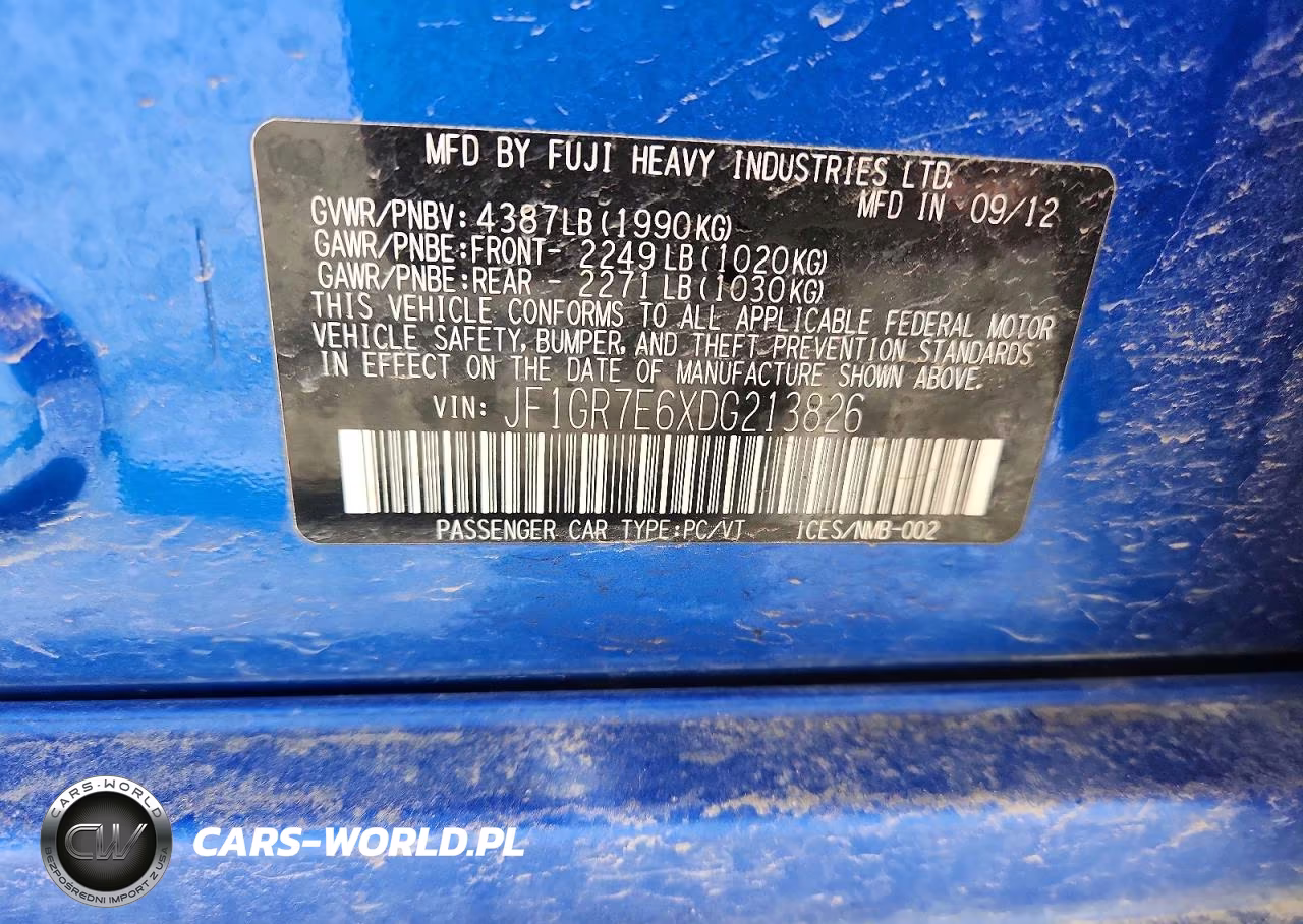 2013 Subaru Impreza Wrx VIN:JF1GR7E6XDG213826 - 13