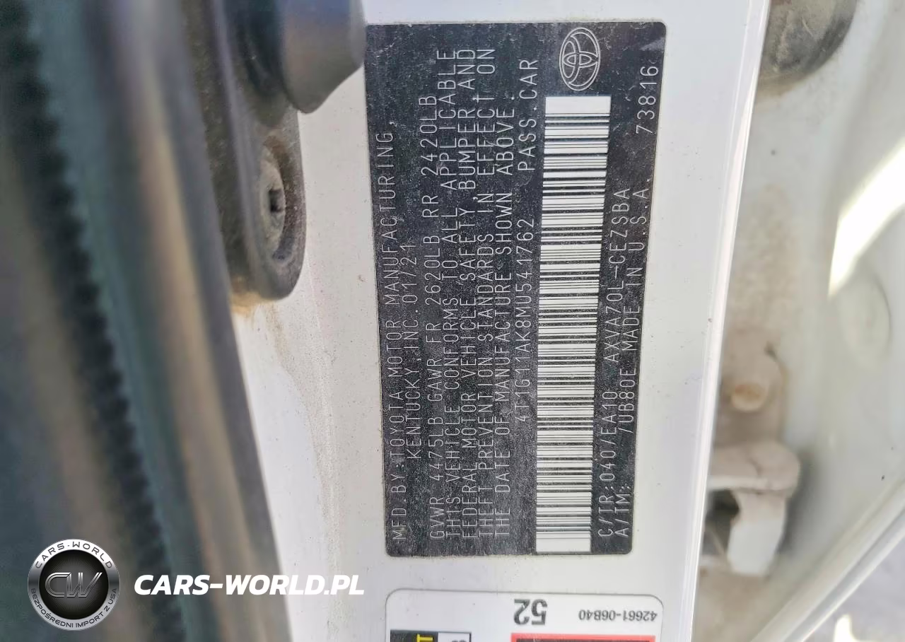 2021 Toyota Camry Se VIN:4T1G11AK8MU541762 - 12