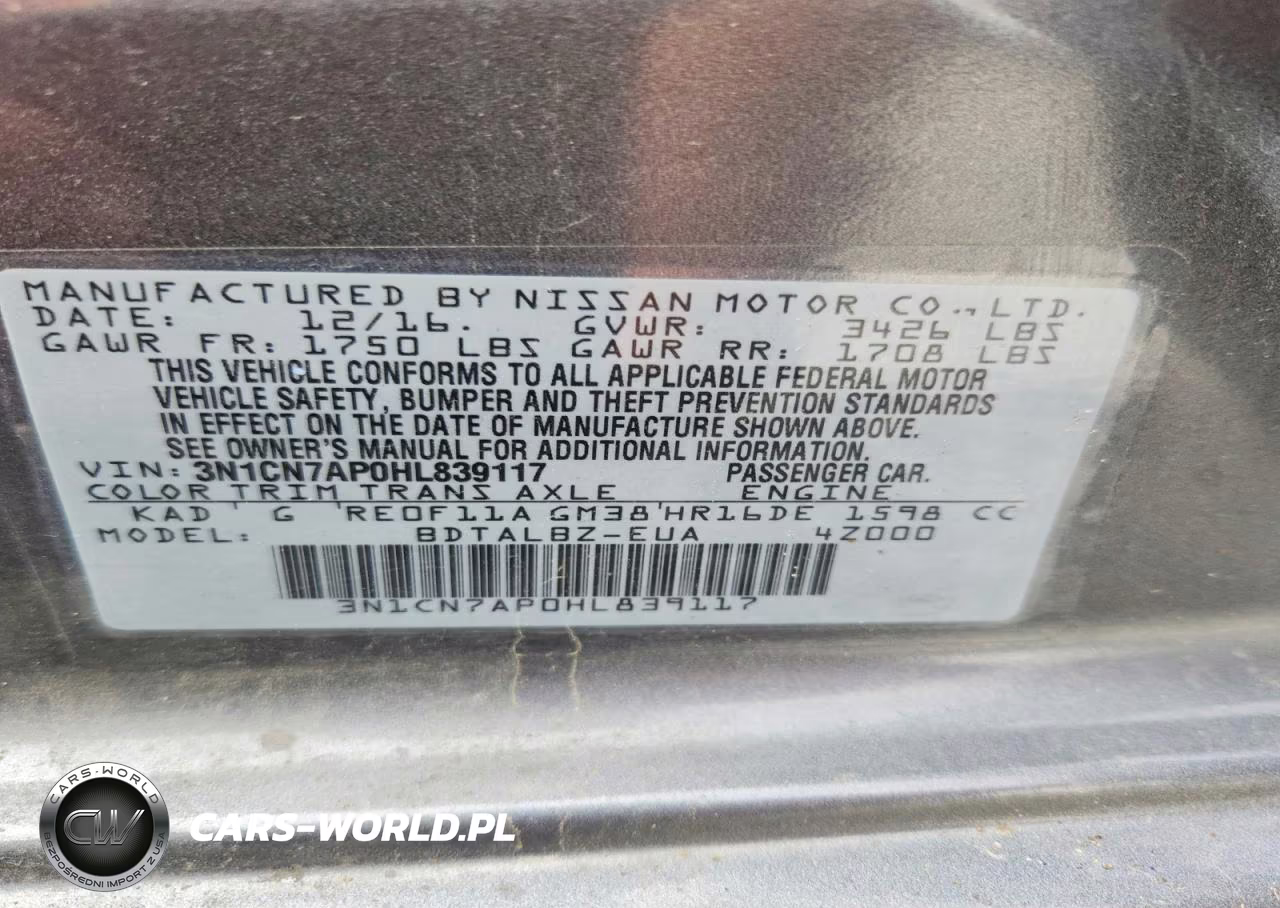 2017 Nissan Versa 1.6 Sv VIN:3N1CN7AP0HL839117 - 12