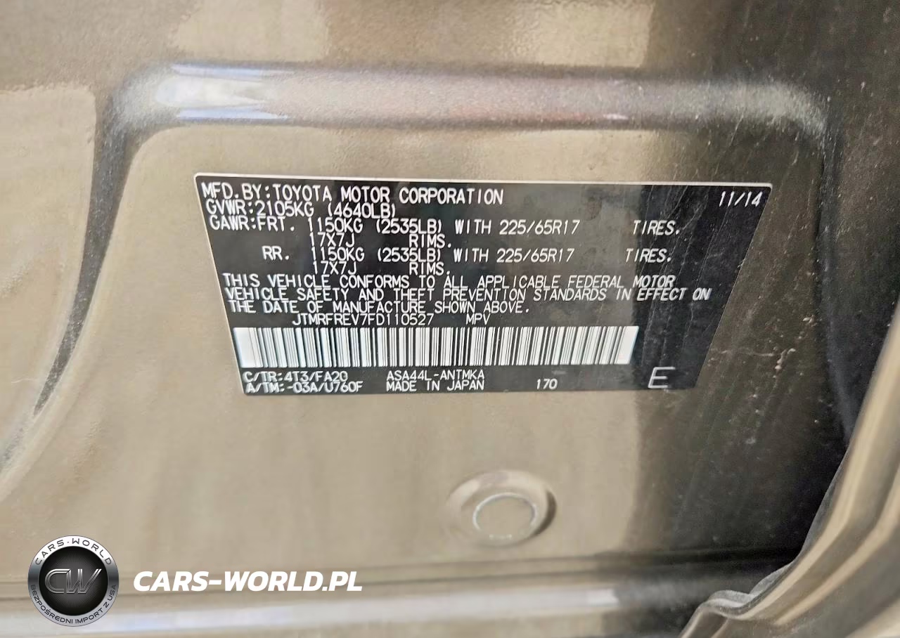 2015 Toyota Rav4 Xle VIN:JTMRFREV7FD110527 - 13