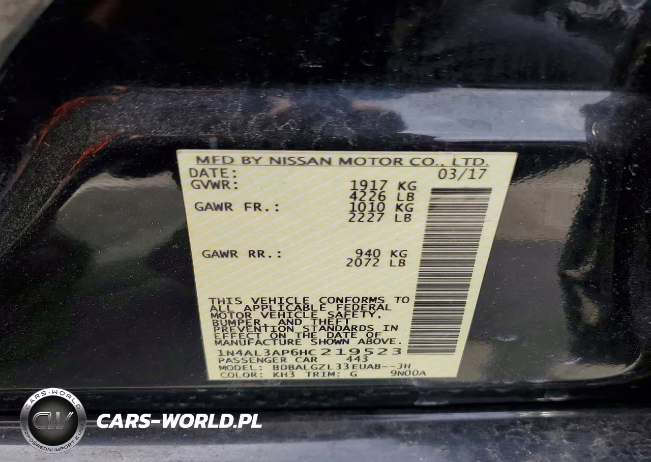2017 Nissan Altima 2.5 S VIN:1N4AL3AP6HC219523 - 12