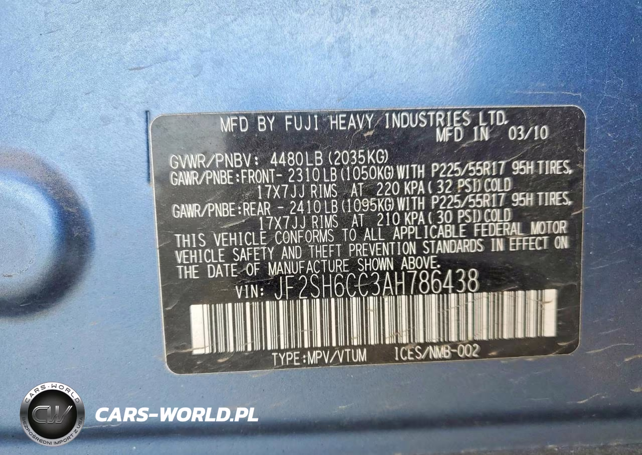 2010 Subaru Forester 2.5X Premium VIN:JF2SH6CC3AH786438 - 13