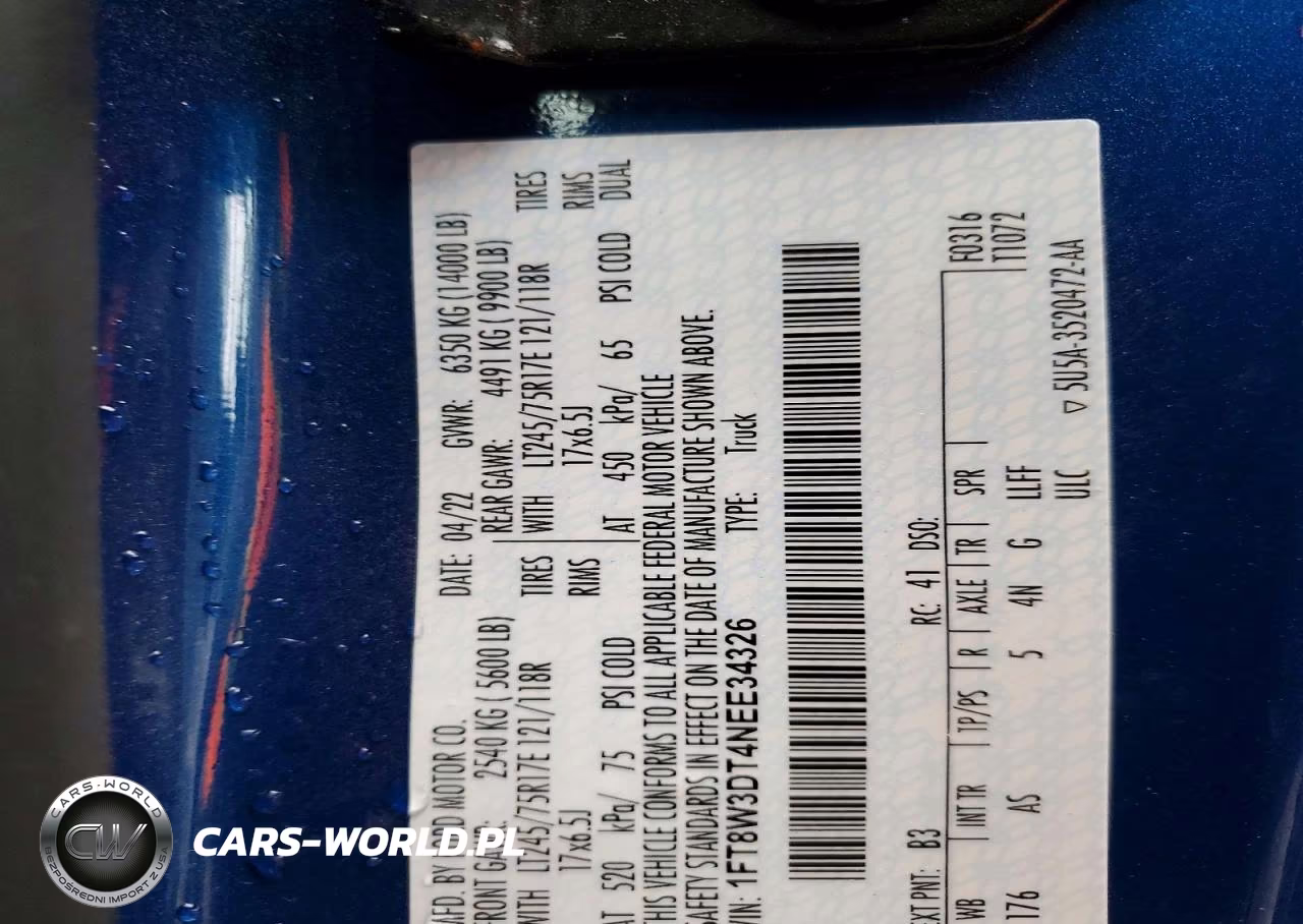 2022 Ford F350 Super Duty VIN:1FT8W3DT4NEE34326 - 14