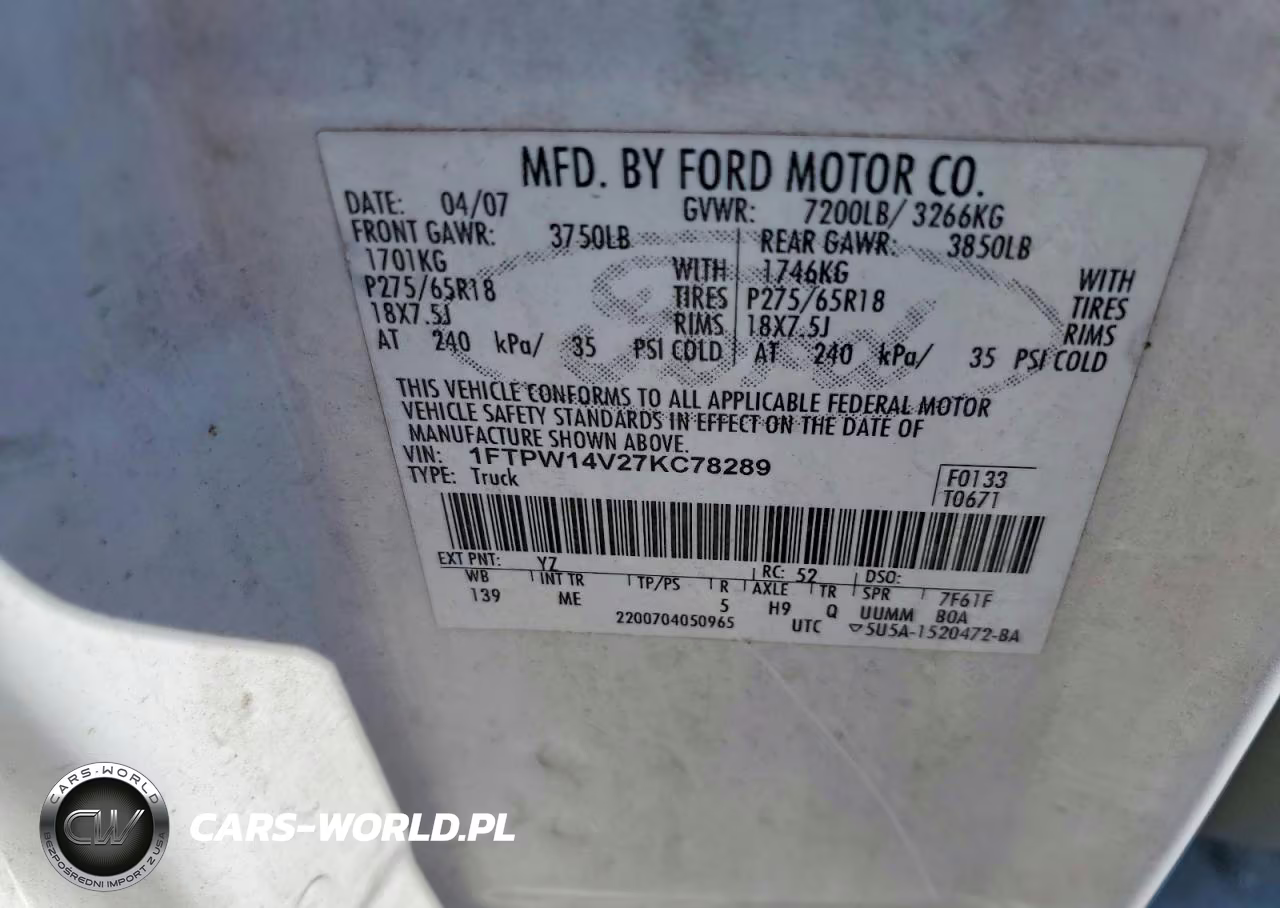 2007 Ford F150 Supercrew VIN:1FTPW14V27KC78289 - 12