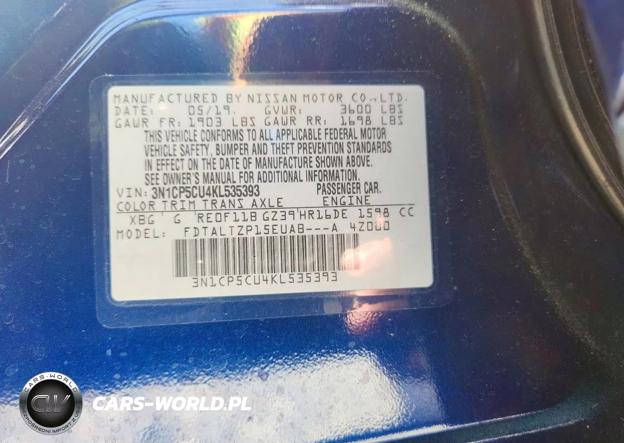 2019 Nissan Kicks Sr VIN:3N1CP5CU4KL535393 - 13