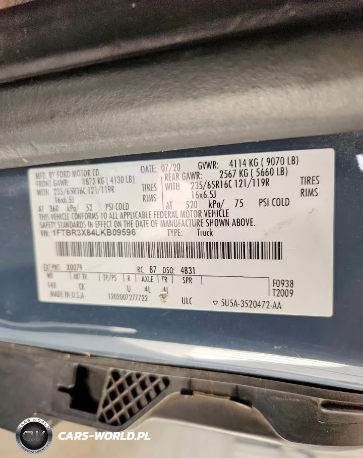 2020 Ford Transit T-250 Delivery Van VIN:1FTBR3X84LKB09596 - 13