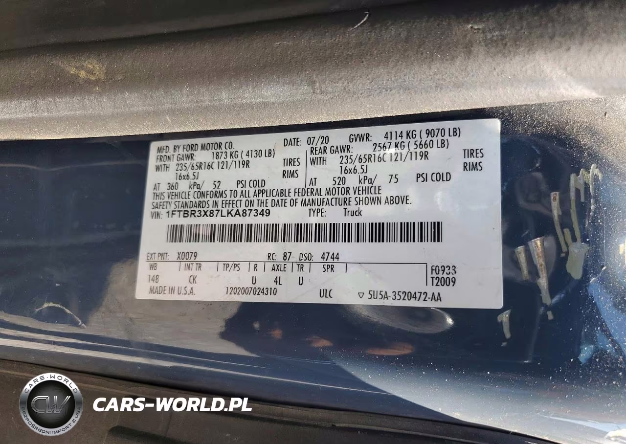 2020 Ford Transit 250 Delivery Van VIN:1FTBR3X87LKA87349 - 12