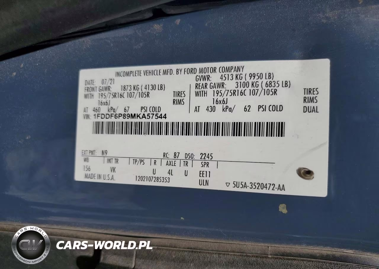 2021 Ford Transit Delivery Truck VIN:1FDDF6P89MKA57544 - 12