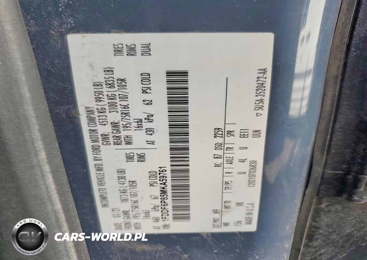 2021 Ford Transit Delivery Truck VIN:1FDDF6P85MKA59761 - 13