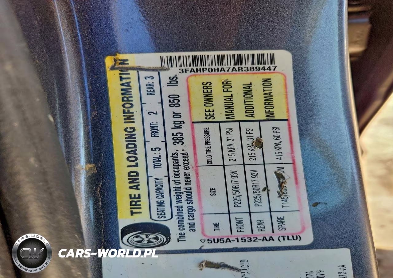 2010 Ford Fusion Se VIN:3FAHP0HA7AR389447 - 12