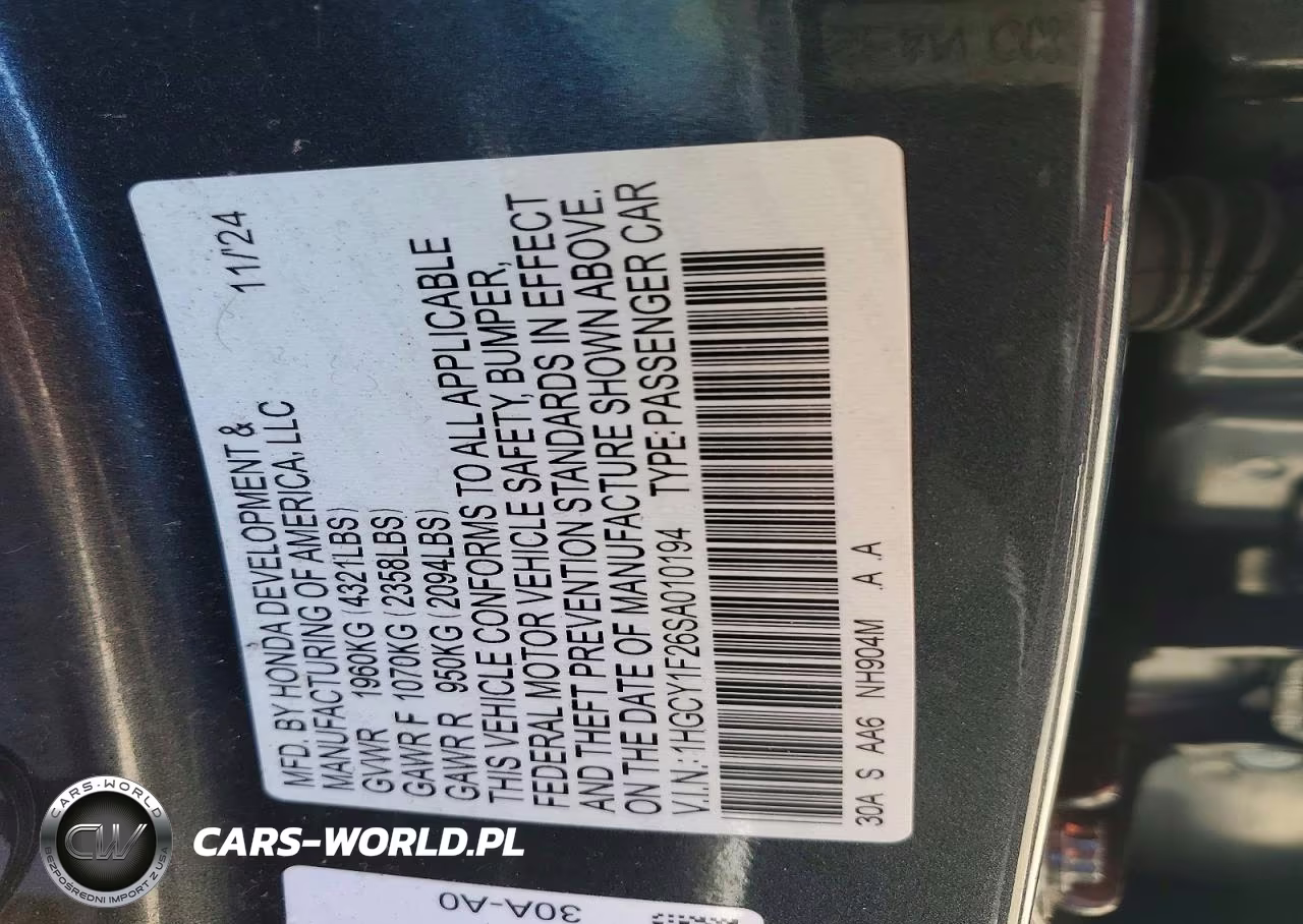 2025 Honda Accord Lx VIN:1HGCY1F26SA010194 - 12