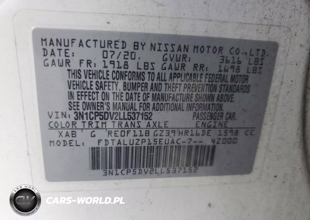 2020 Nissan Kicks Sr VIN:3N1CP5DV2LL537152 - 14