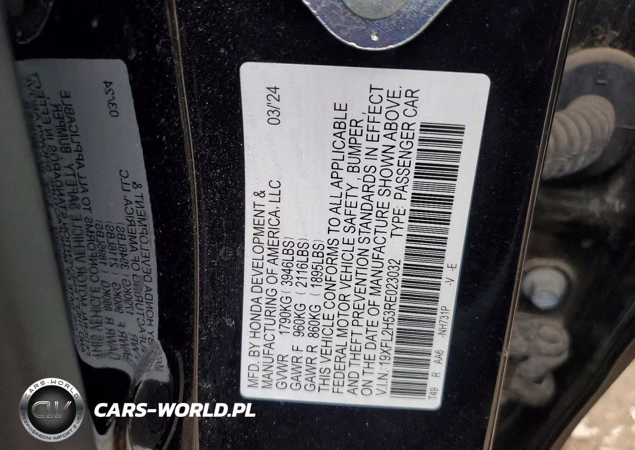 2024 Honda Civic Lx VIN:19XFL2H53RE023032 - 12