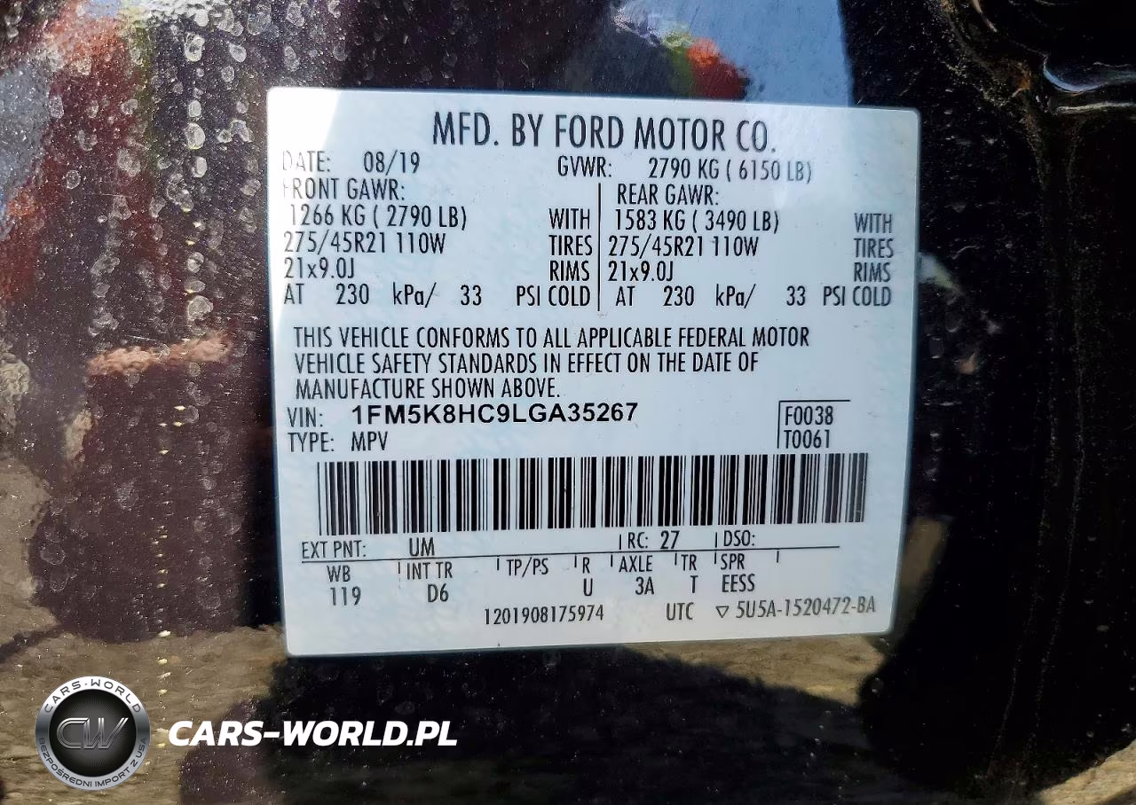2020 Ford Explorer Platinum VIN:1FM5K8HC9LGA35267 - 12