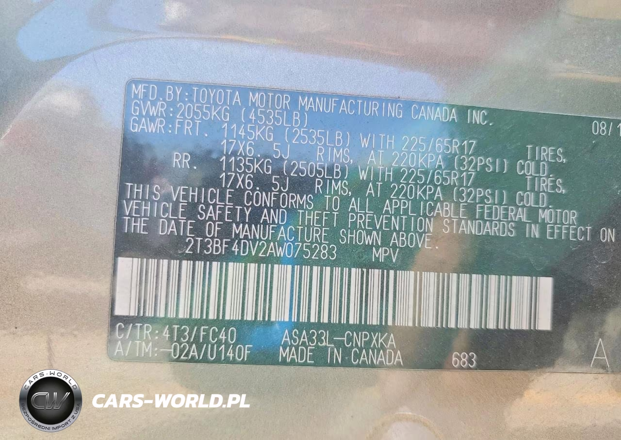 2010 Toyota Rav4 Base VIN:2T3BF4DV2AW075283 - 14