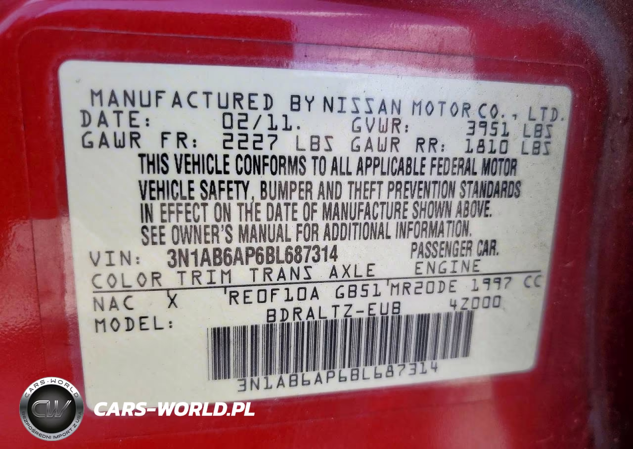 2011 Nissan Sentra 2.0 VIN:3N1AB6AP6BL687314 - 12