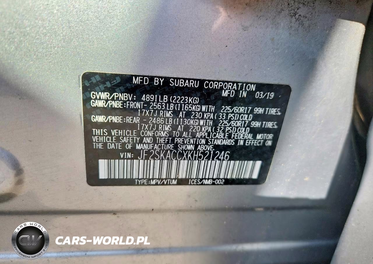 2019 Subaru Forester VIN:JF2SKACCXKH521246 - 14