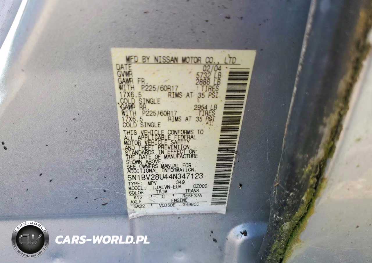 2004 Nissan Quest 3.5 S VIN:5N1BV28U44N347123 - 13