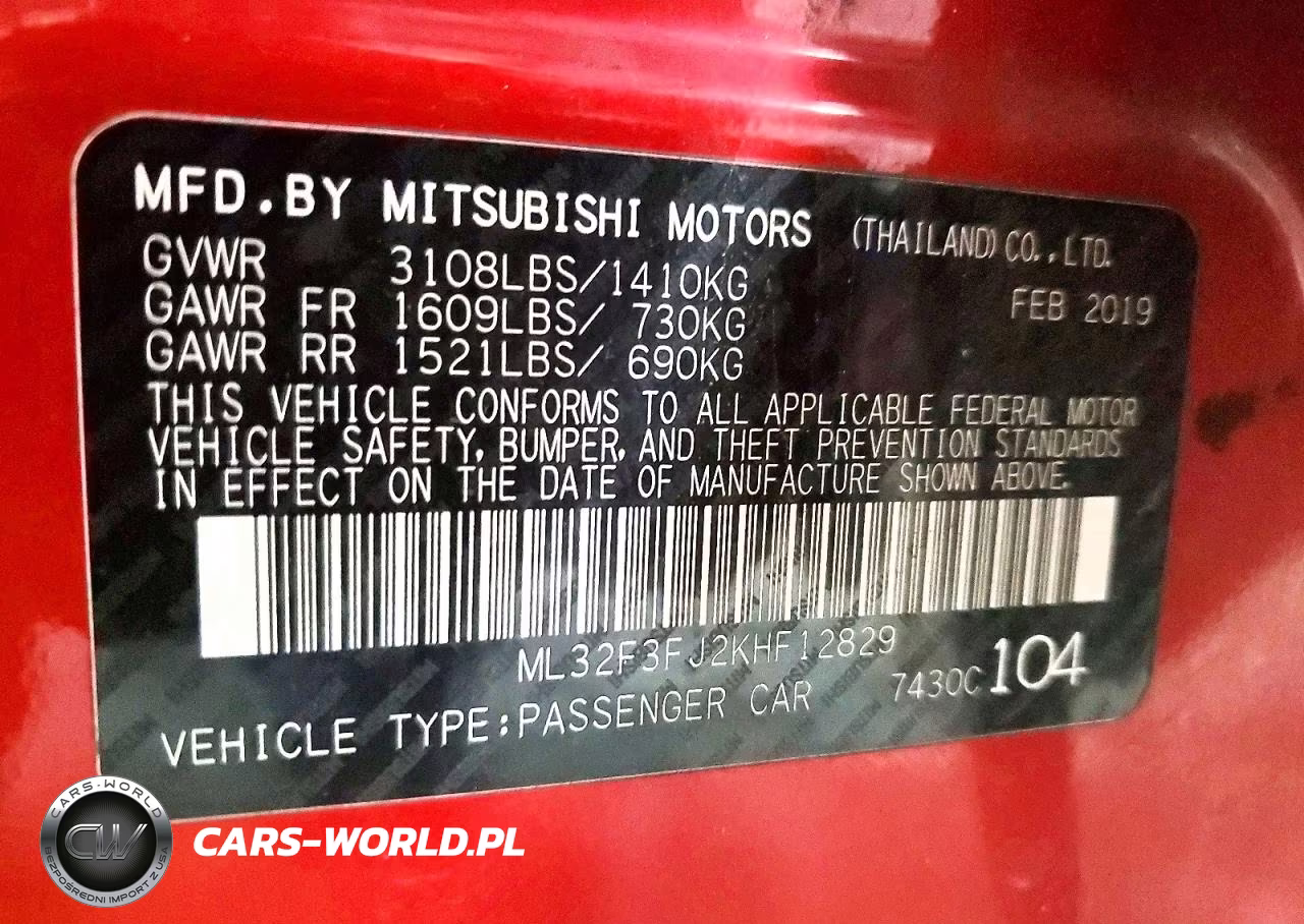 2019 Mitsubishi Mirage G4 Es VIN:ML32F3FJ2KHF12829 - 12