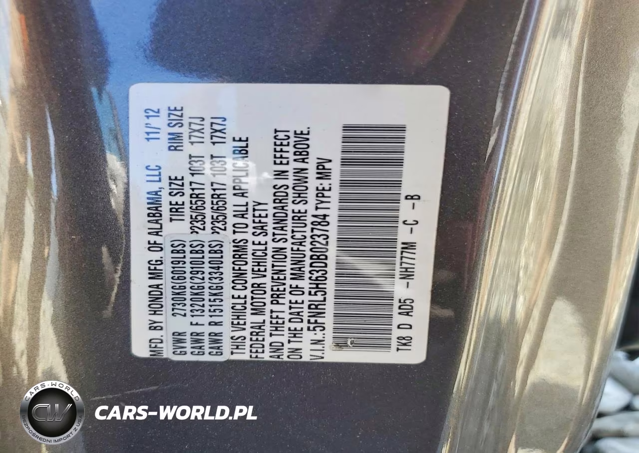 2013 Honda Odyssey Exl VIN:5FNRL5H63DB023784 - 13