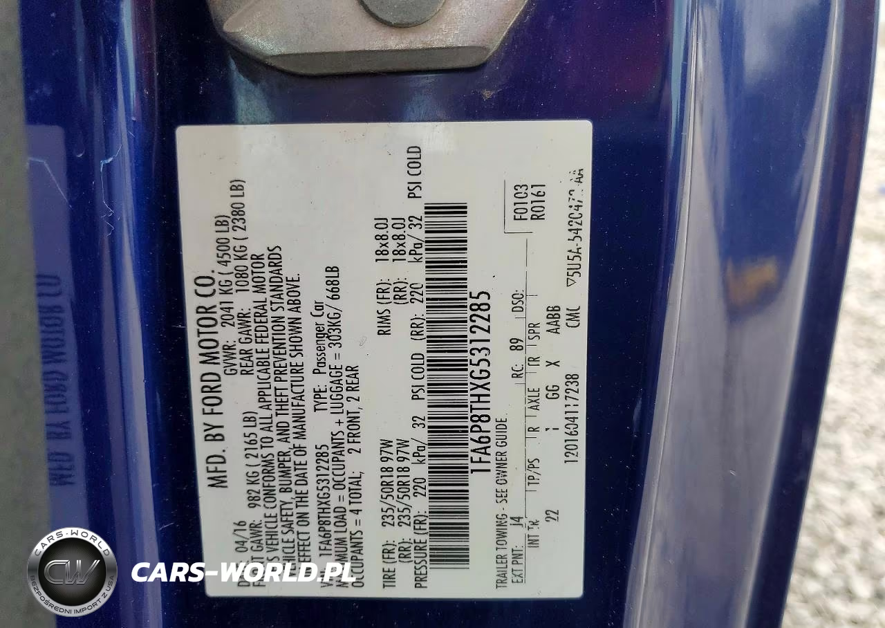 2016 Ford Mustang VIN:1FA6P8THXG5312285 - 12