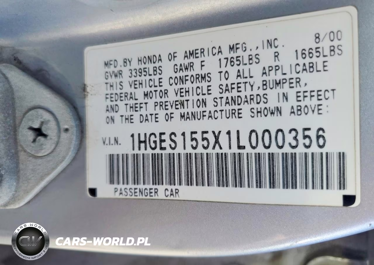 2001 Honda Civic Lx VIN:1HGES155X1L000356 - 12