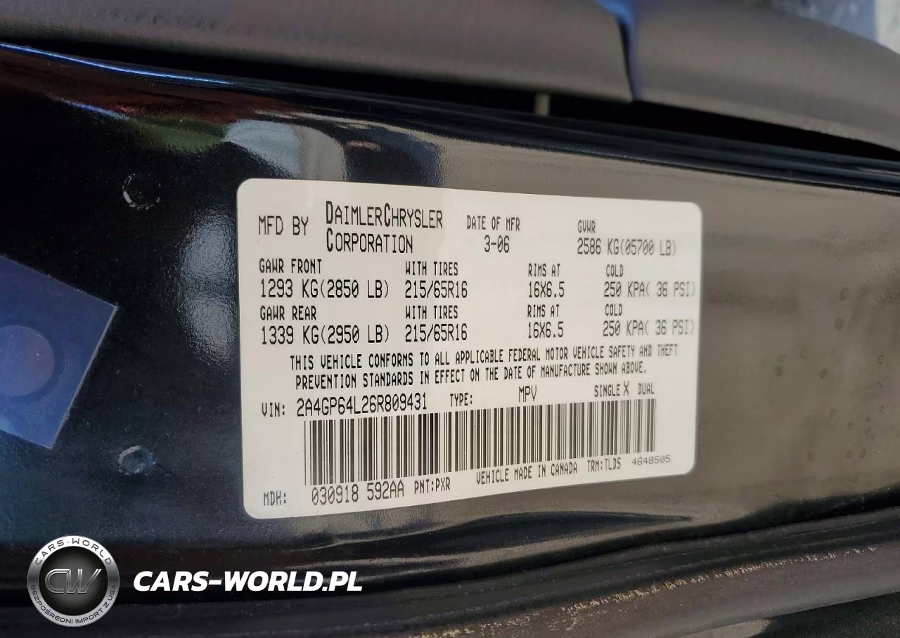 2006 Chrysler Town & Country Limited VIN:2A4GP64L26R809431 - 13