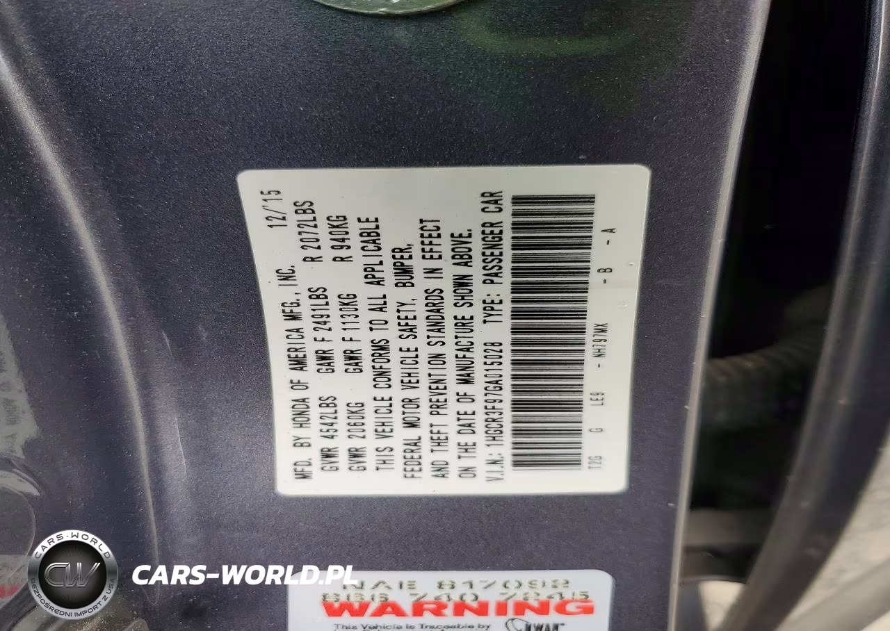 2016 Honda Accord Touring VIN:1HGCR3F97GA015028 - 12