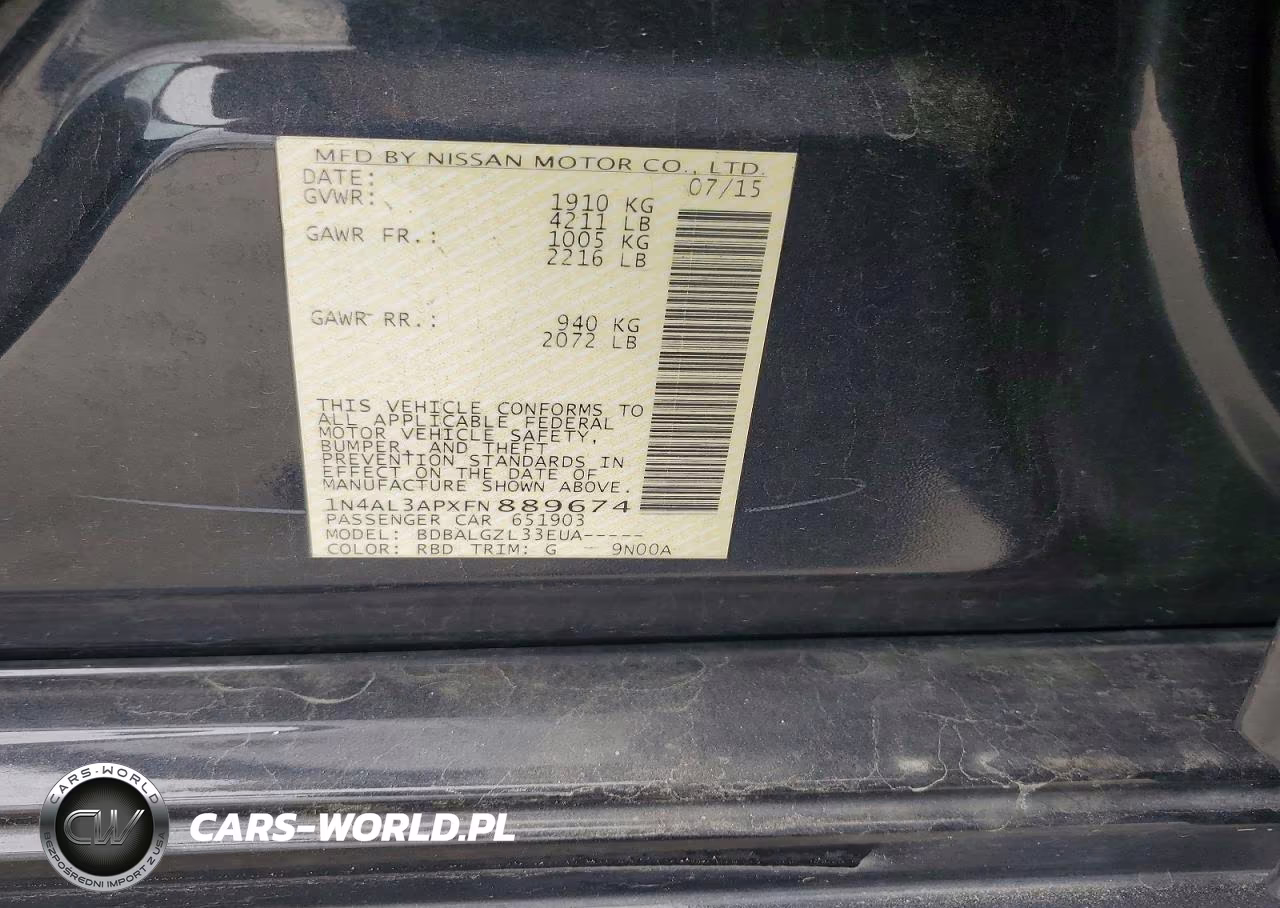 2015 Nissan Altima 2.5 VIN:1N4AL3APXFN889674 - 12