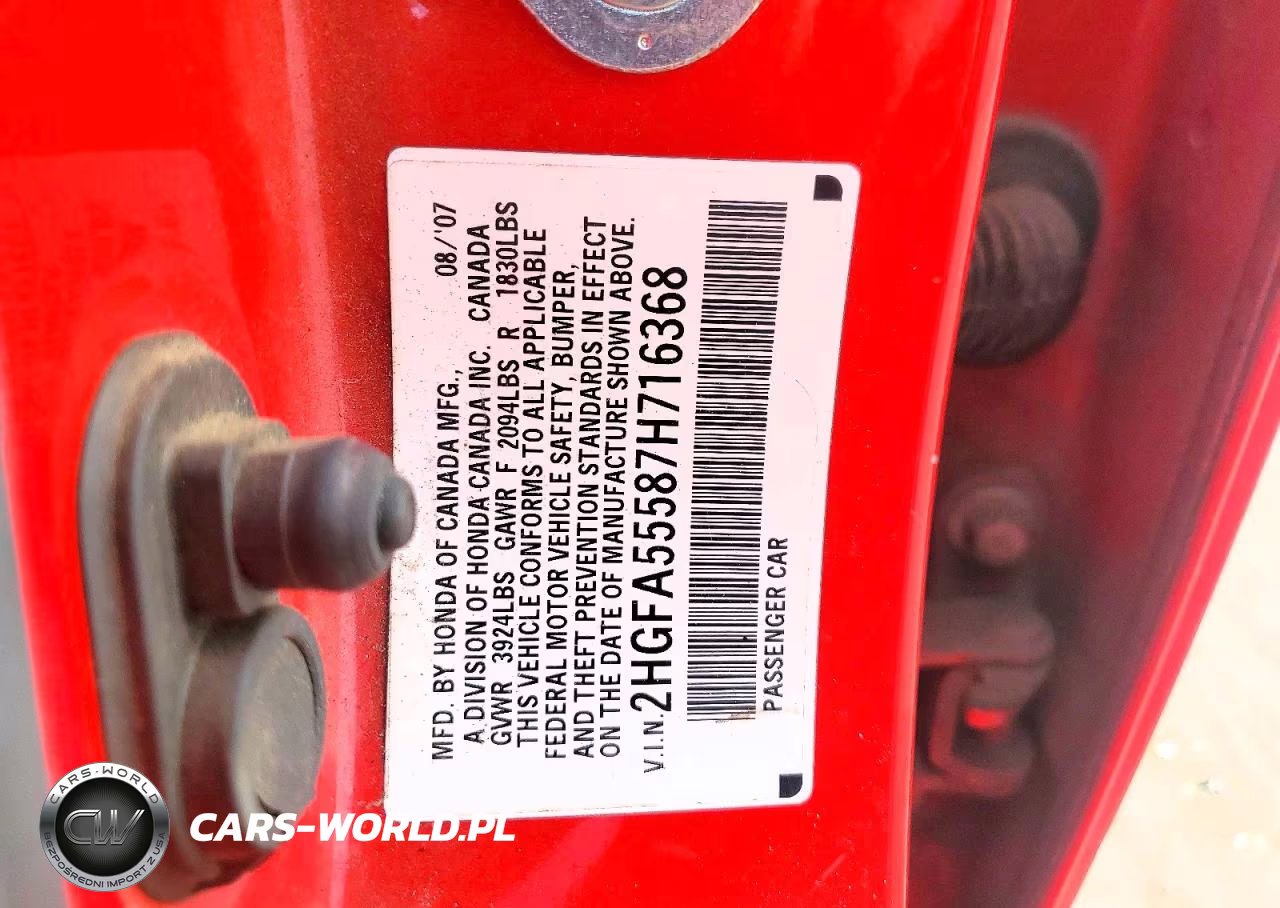 2007 Honda Civic Si VIN:2HGFA55587H716368 - 13