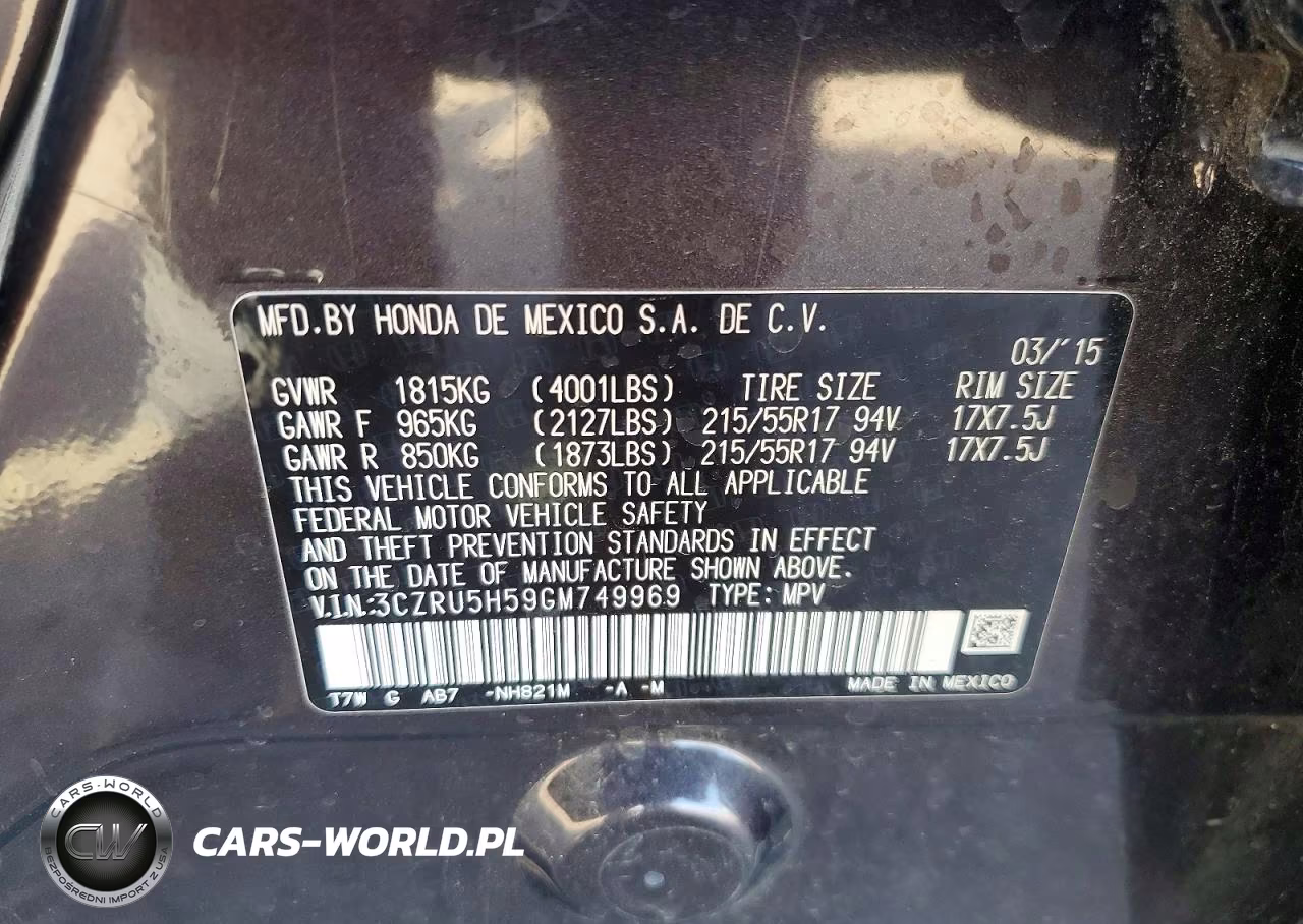 2016 Honda Hr-V Ex VIN:3CZRU5H59GM749969 - 13
