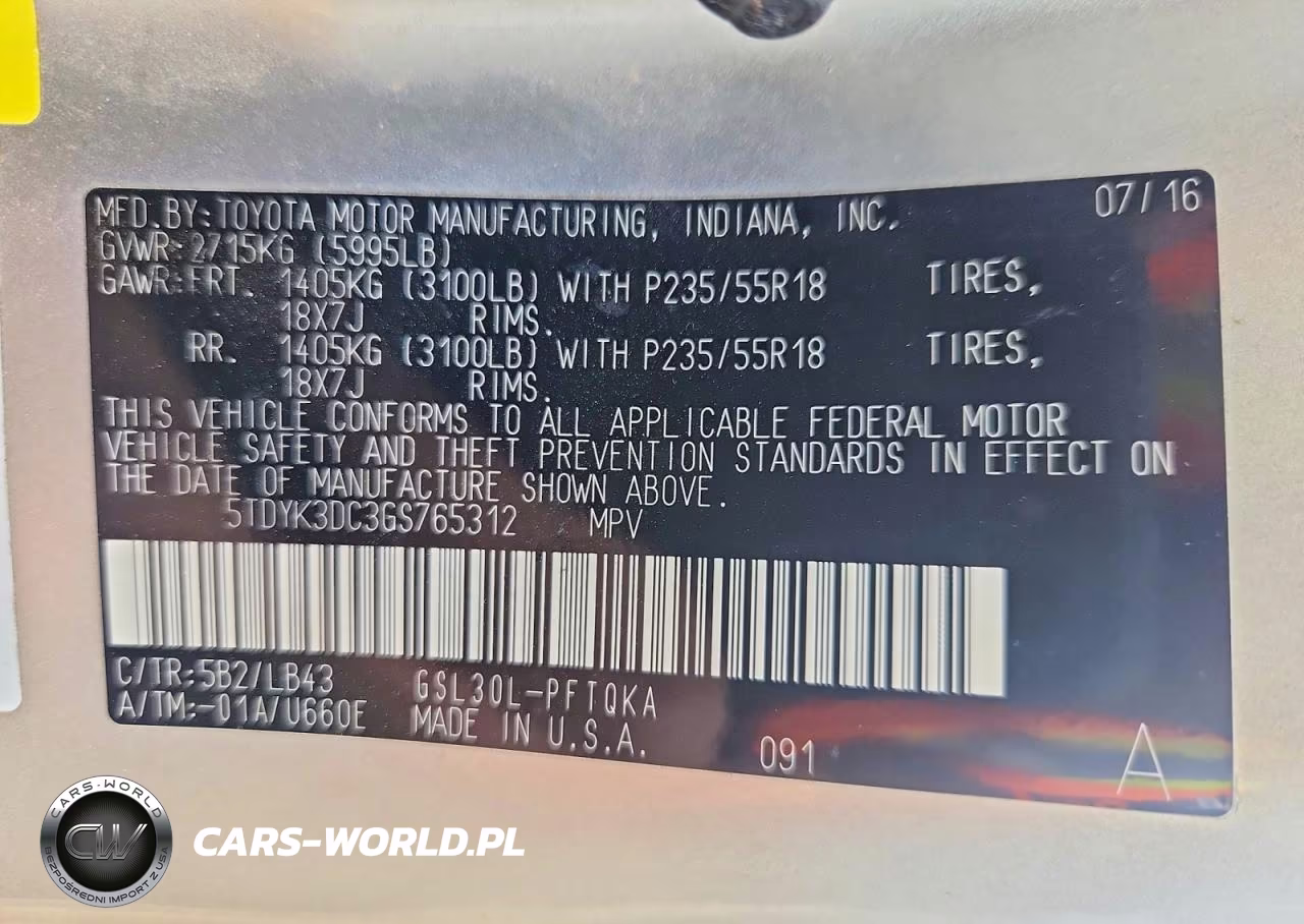 2016 Toyota Sienna Limited Premium 7-Passenger VIN:5TDYK3DC3GS765312 - 14