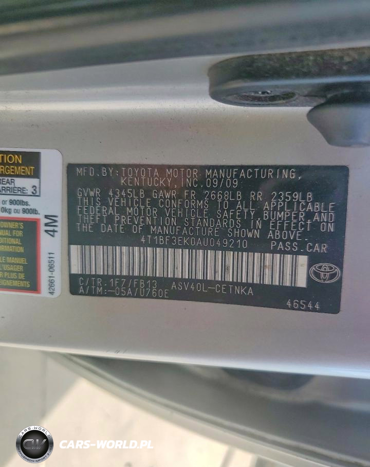 2010 Toyota Camry Le VIN:4T1BF3EK0AU049210 - 12