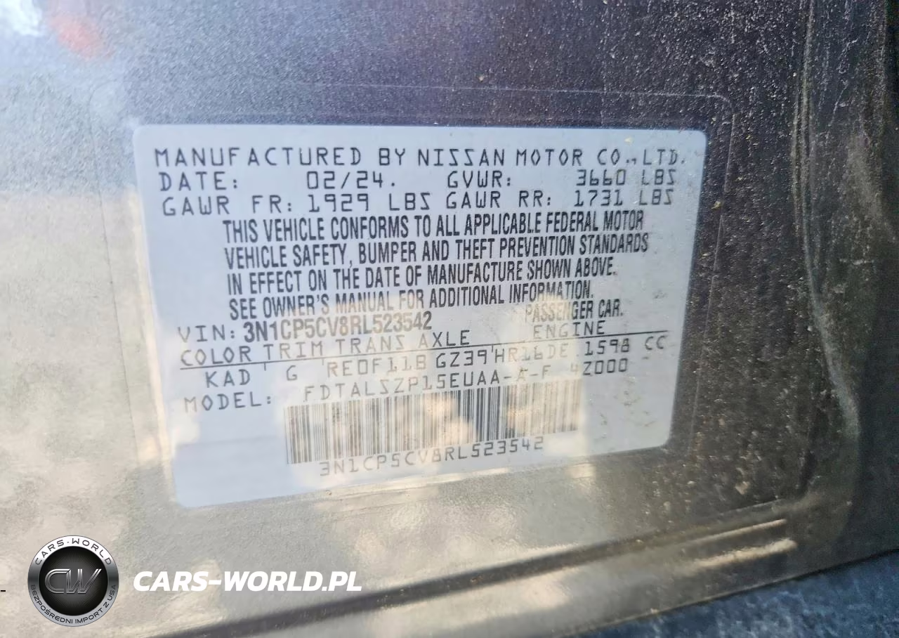 2024 Nissan Kicks Sv VIN:3N1CP5CV8RL523542 - 14