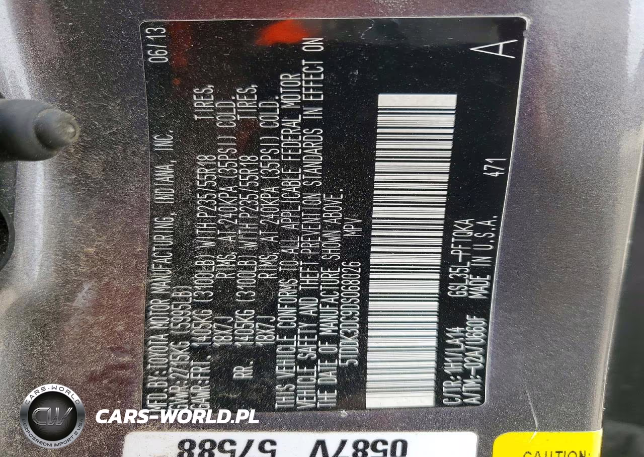 2013 Toyota Sienna Limited 7-Passenger VIN:5TDDK3DC9DS068026 - 13