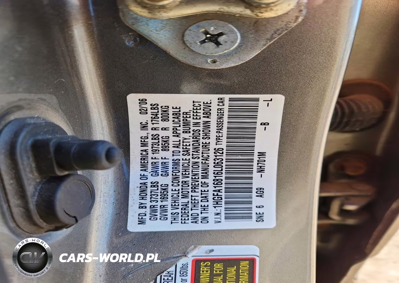 2006 Honda Civic Ex VIN:1HGFA16816L063126 - 12