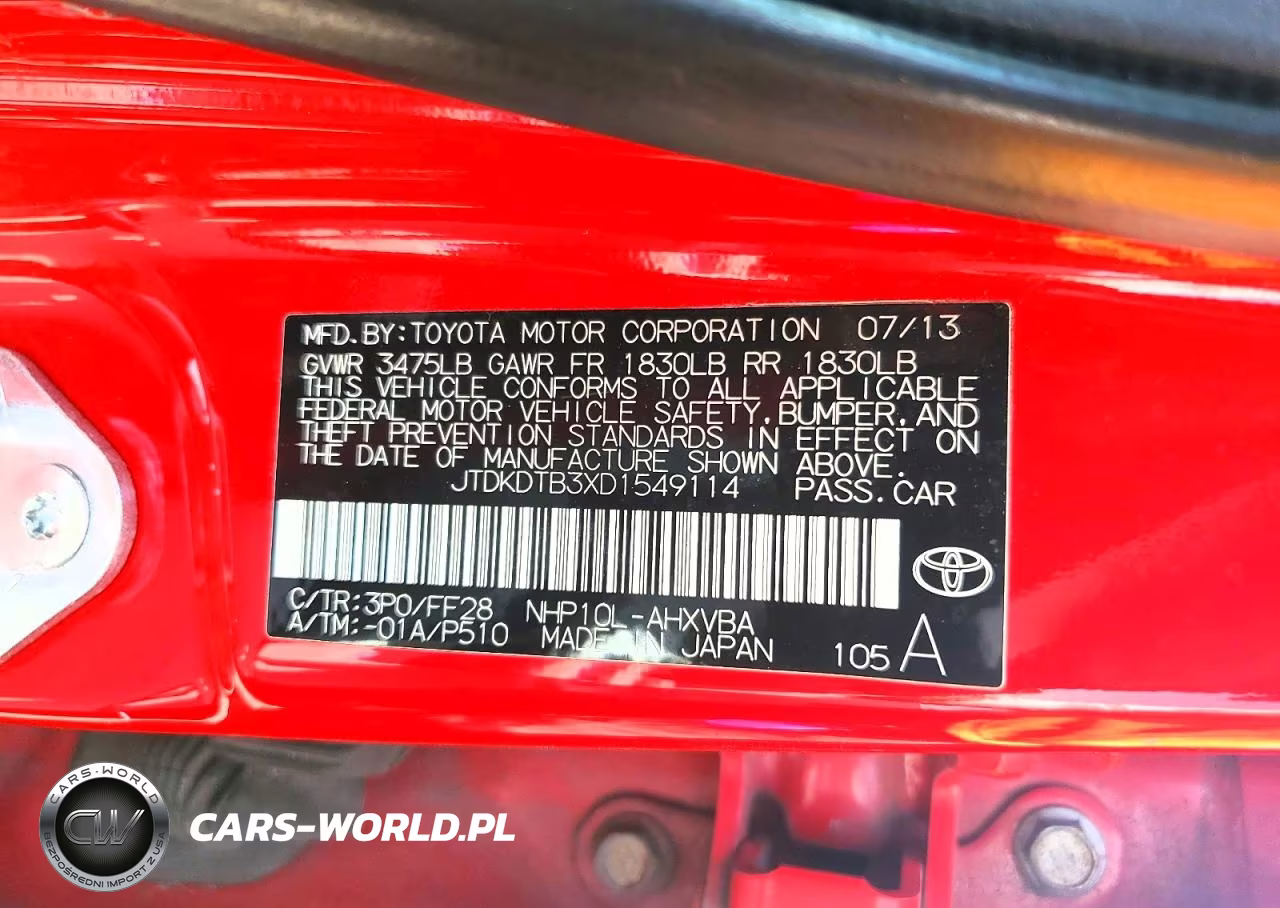 2013 Toyota Prius C Two VIN:JTDKDTB3XD1549114 - 12