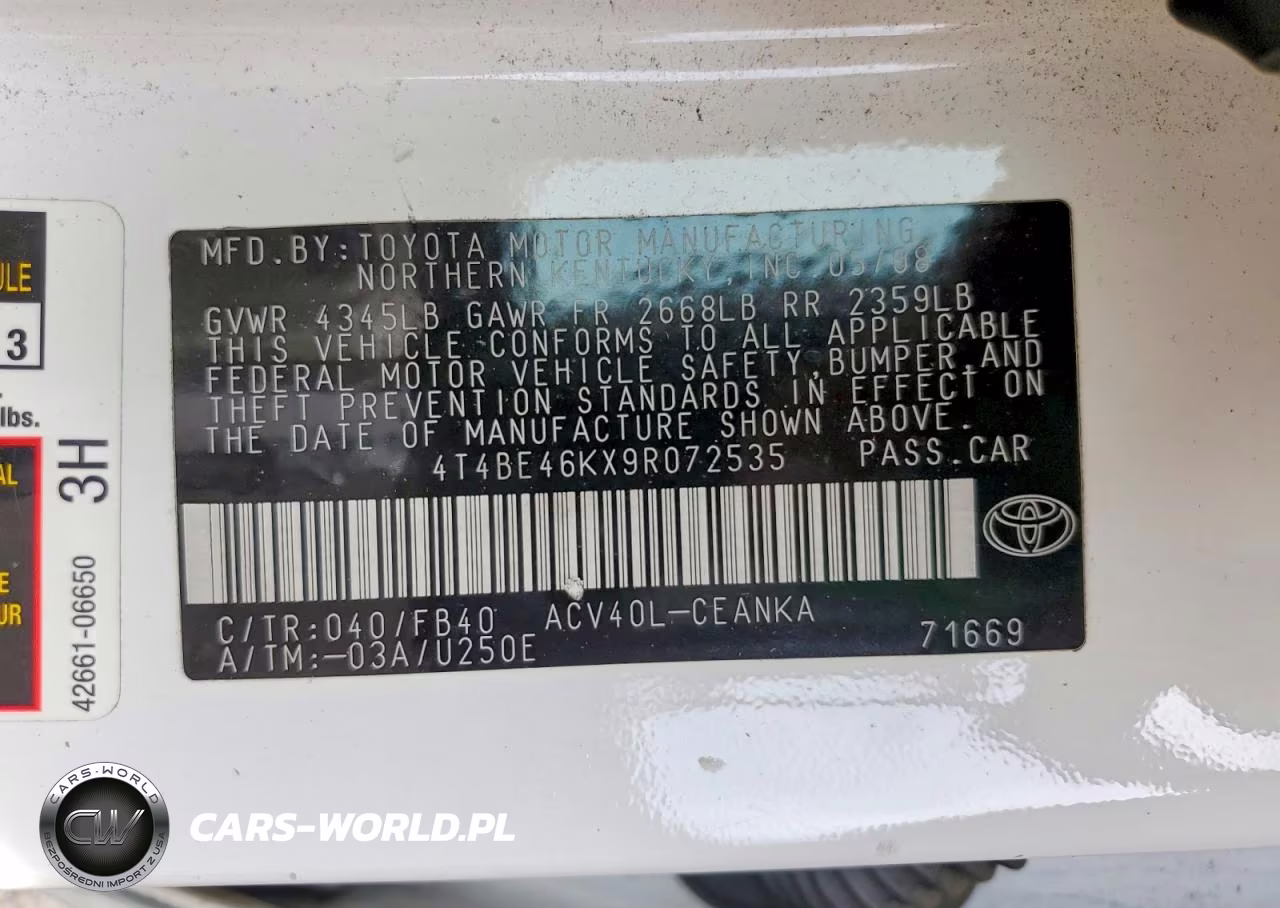 2009 Toyota Camry Le VIN:4T4BE46KX9R072535 - 12