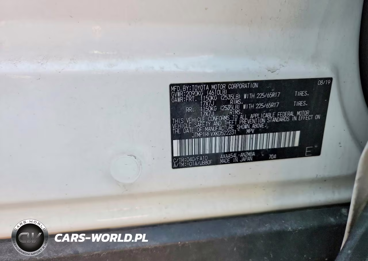 2019 Toyota Rav4 Xle VIN:JTMP1RFVXKD522231 - 13