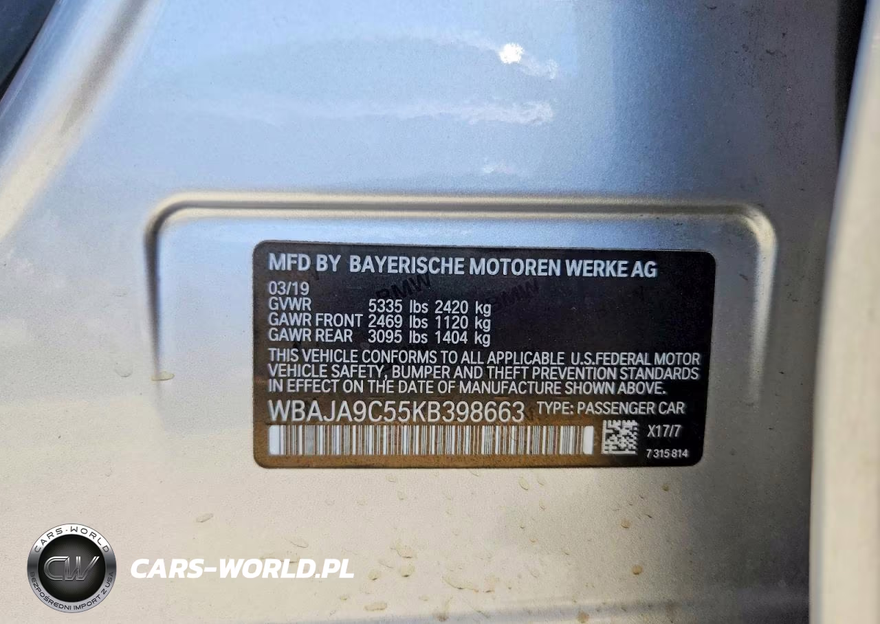 2019 BMW 530E VIN:WBAJA9C55KB398663 - 13